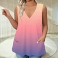 thumbnail image 2 of Mlqidk Womens Plus Size Tops Summer Casual Going Out Tunics Deep V Neck Sleeveless Gradient Graphic T-Shirt 4x-5x Tunics Blouses Pink 4XL, 2 of 5