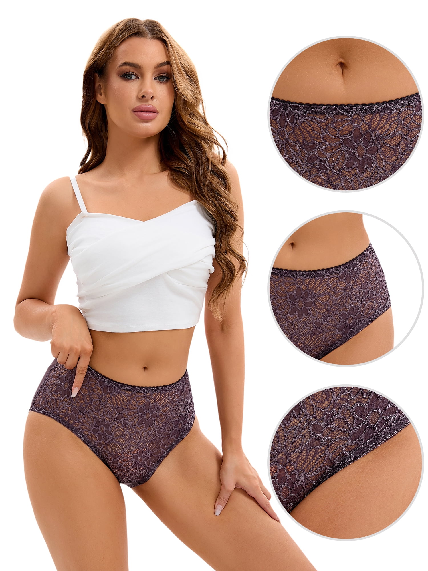 Unique Bargains Women's Breathable Panties Underwear Mid-Waisted Briefs 3XL Dark Purple