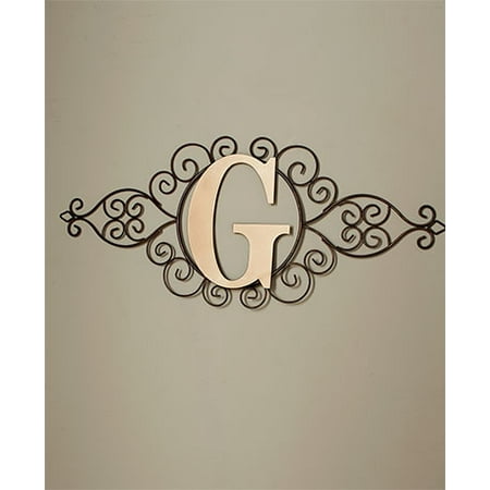 Indoor Home Decor - Monogram Metal Wall Art Scrolled Rustic Finish Home Decor Letter Hung Indoor New (G)