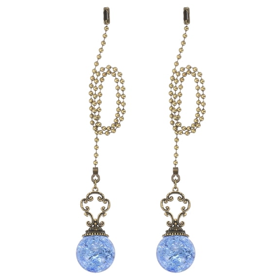 Uxcell 2 Pcs 15" Crystal Ceiling Fan Pull Chain, Light Blue ( Ball)