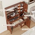 thumbnail image 6 of GIKPAL Vanity Set, Makeup Desk with Mirror, LED Lights, Glass Top, Storage Drawers, Rustic Brown, 6 of 9
