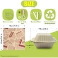 thumbnail image 3 of Clamshell Take Out Food Containers with Oil Paper, 6x6" 50-Pack Heavy-Duty Quality to go Containers, Natural Disposable Bagasse, Eco-Friendly Biodegradable Made of Sugar Cane Fibers, 3 of 8