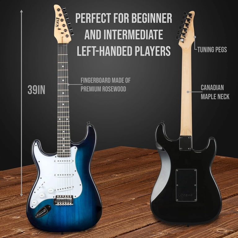 LyxPro 39" Left-Handed Electric Guitar Beginner Kit, Blue photo 6