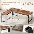 thumbnail image 2 of Amadwell 63 Inch Reversible L Shaped Desk with 0.95 Inch Thicker Desktop,Power Outlets Computer Desk,Corner Gaming Desk for Home Office, Metal Frame, Rustic Brown, 2 of 9
