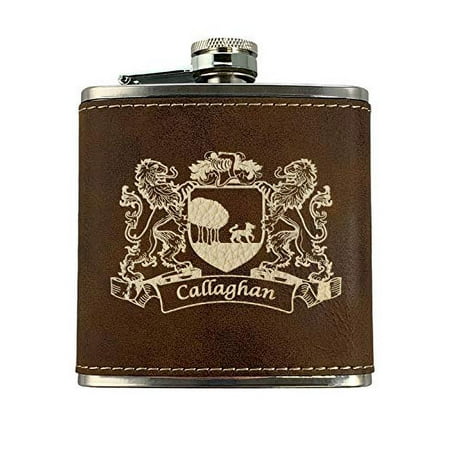 

Callaghan Irish Coat of Arms Leather Flask - Rustic Brown