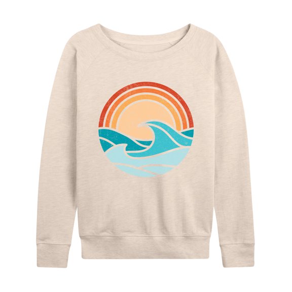 Instant Message - Wave Scene - Women's Lightweight French Terry Long Sleeve Shirt