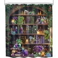 thumbnail image 6 of Gothic Skull Shower Curtain Vintage Withcy Spooky Retro Wizard Magic Bookshelf Succulent Black Unique Cool Bathroom Decor Plant Bath Curtain With Hooks-72"W x 84"L (Pack of 1), 6 of 7