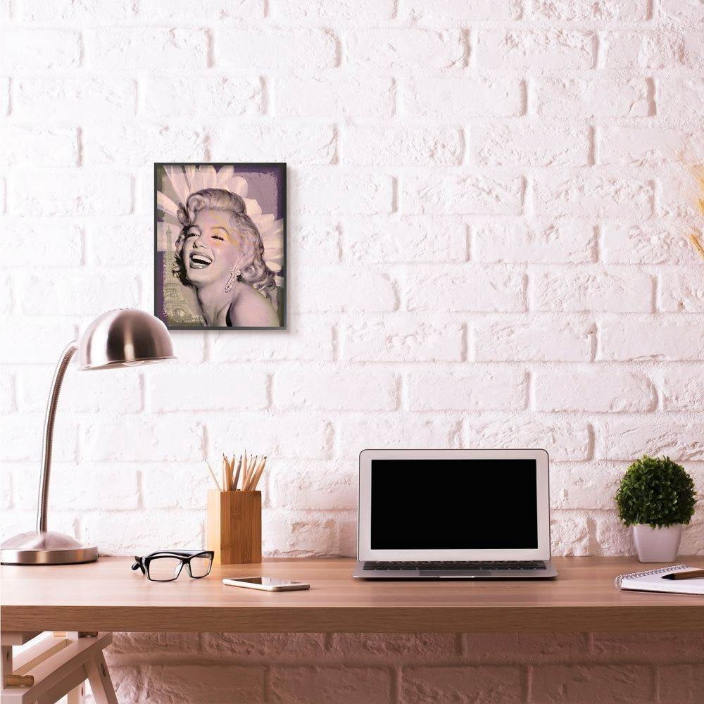 Stupell Industries Marilyn Laughing Vintage Hollywood Movie Star Classic Illustration Framed Wall Art by Jadei Graphics