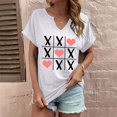 thumbnail image 4 of Love Heart Tee Shirt Women Cute Valentine's Day Tops Short Sleeve T-Shirts Notch V Neck Basic Tees, 4 of 6