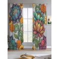 thumbnail image 2 of Vintage Floral Boho Sheer Curtains 63 Inch Length 2 Panels Set for Living Room/Bedroom, Abstract Art Modern Flowers Kitchen Curtains Grommet Semi-Sheer Curtains Drapes Window Treatments 42"x63"x2, 2 of 7