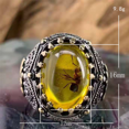 thumbnail image 2 of Amber Stone Ring,Handmade Ring,Amber Stone Men's Ring （size 11）, 2 of 4