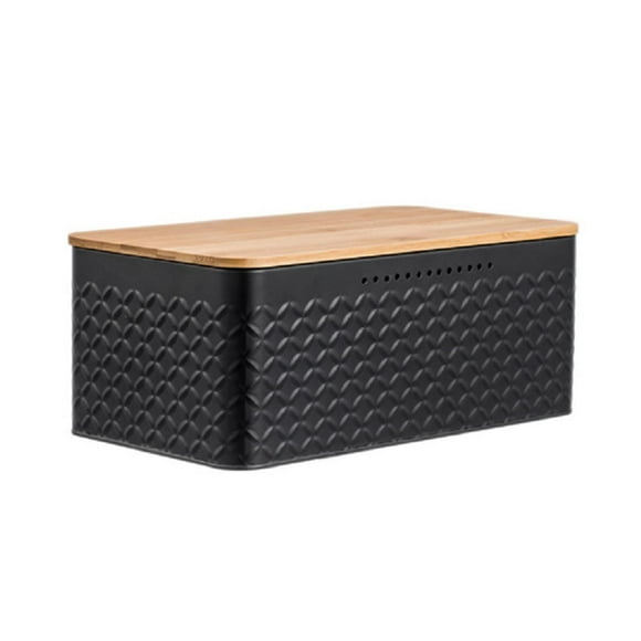 Iron Bread Box Bread Bin Bread Holder Kitchen Storage Container Bread Organizer Black