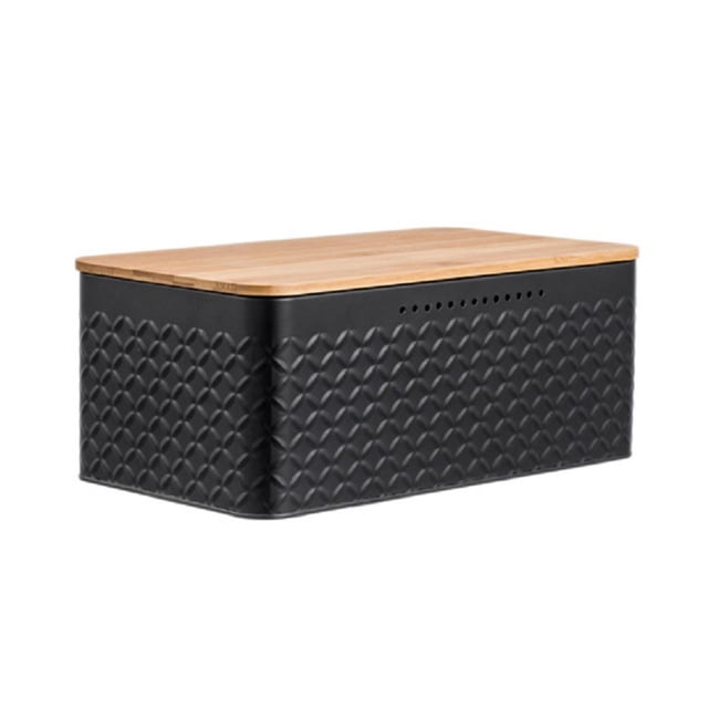 Iron Bread Box Bread Bin Bread Holder Kitchen Storage Container Bread Organizer Black