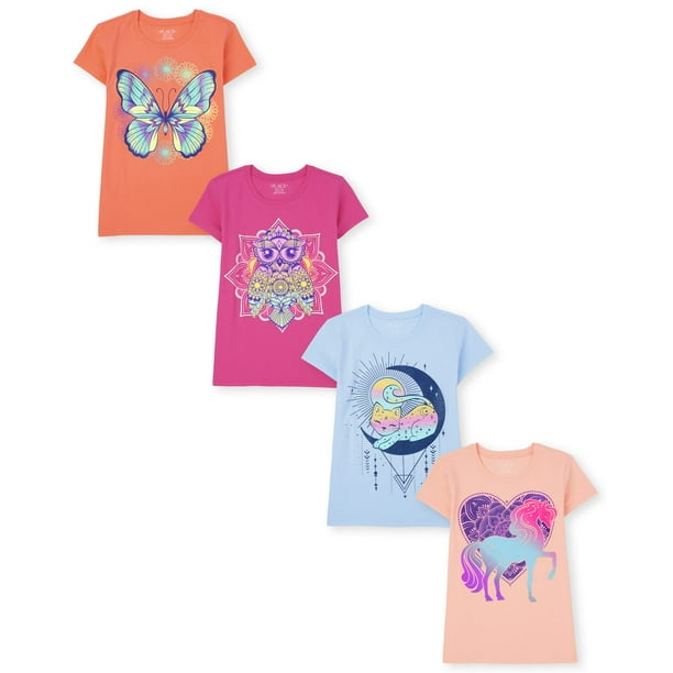 Camiseta The Children's Place Animal para niñas, paquete de 4, talla S
