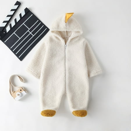 

KONBECA Baby Boys Girls Rompers Infants Pure Cotton Coverall Toddler Baby Boys Girls Bodysuit Dinosaur Coral Fleece Keep Warm Thick Solid Color Wrap Foot Jumpsuit Romper Outfits (0-12 Months)