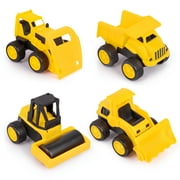 PlayKidz Set of 4 Heavy Toy Construction Trucks - Dump Truck, Road Roller, Bulldozer and Tractor, for Age 3 On Up