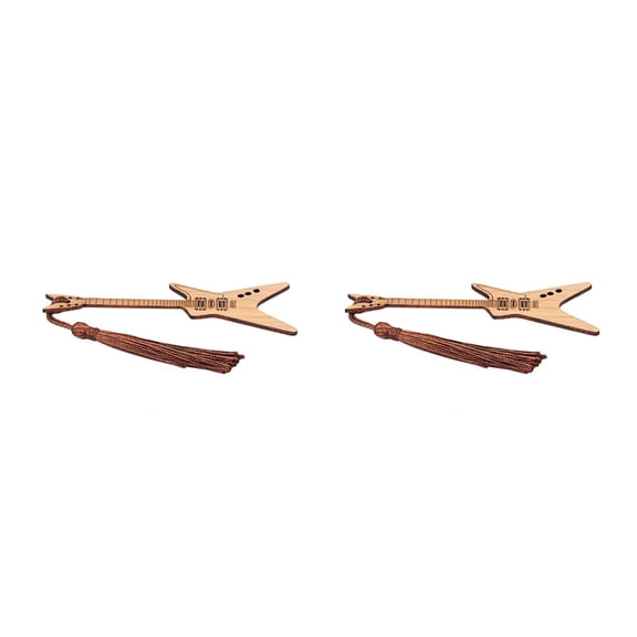 Advancent Small Bookmark Chic Bag Decor Bass Style Simple Supply Fixers Pendent Page Marker Shape Keyring Guitar Stationery Pattern Como se muestra 2piezas