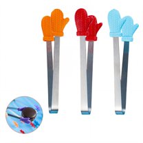 FACEGA 3Pcs Metal Tongs,Hand-Inspired Look Stainless Steel Cooking Tongs,U Form Grip 5.7" Serving Tongs,For Pick Up, Sugar Cubes, Milk Balls,Mix2