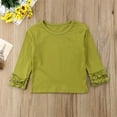 thumbnail image 6 of Douhoow Toddler Baby Girl Long Sleeve T-Shirt Spring Crew Neck Cotton Ruffles Solid Color Tops, 6 of 8