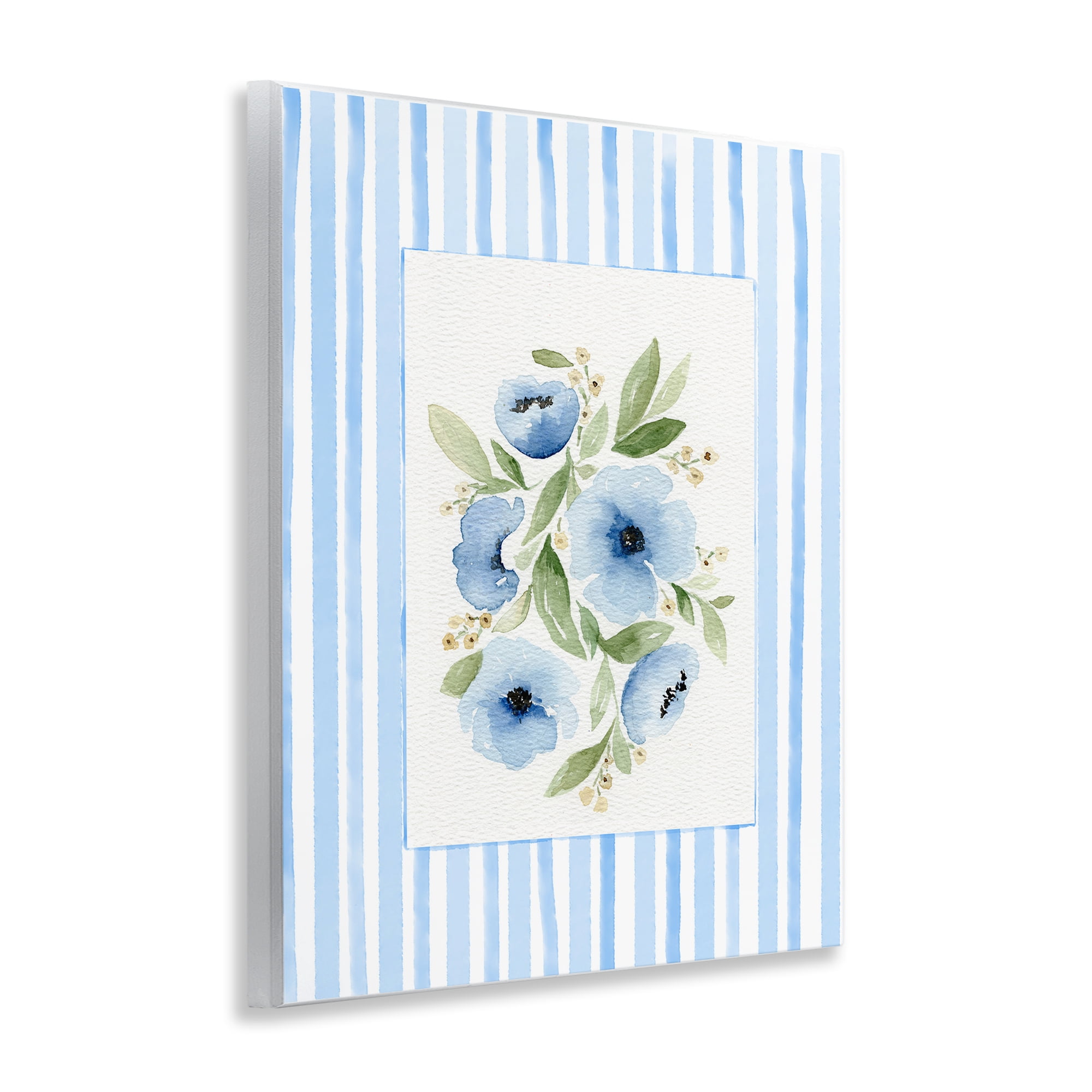 Stupell Industries Flowers With Stripe Border Wall Plaque Art, design by Leah Noel Art