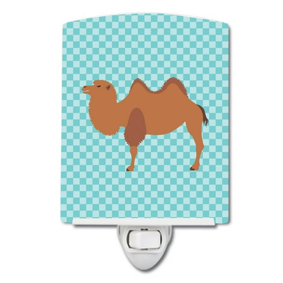 Bactrian Camel Blue Check Ceramic Night Light