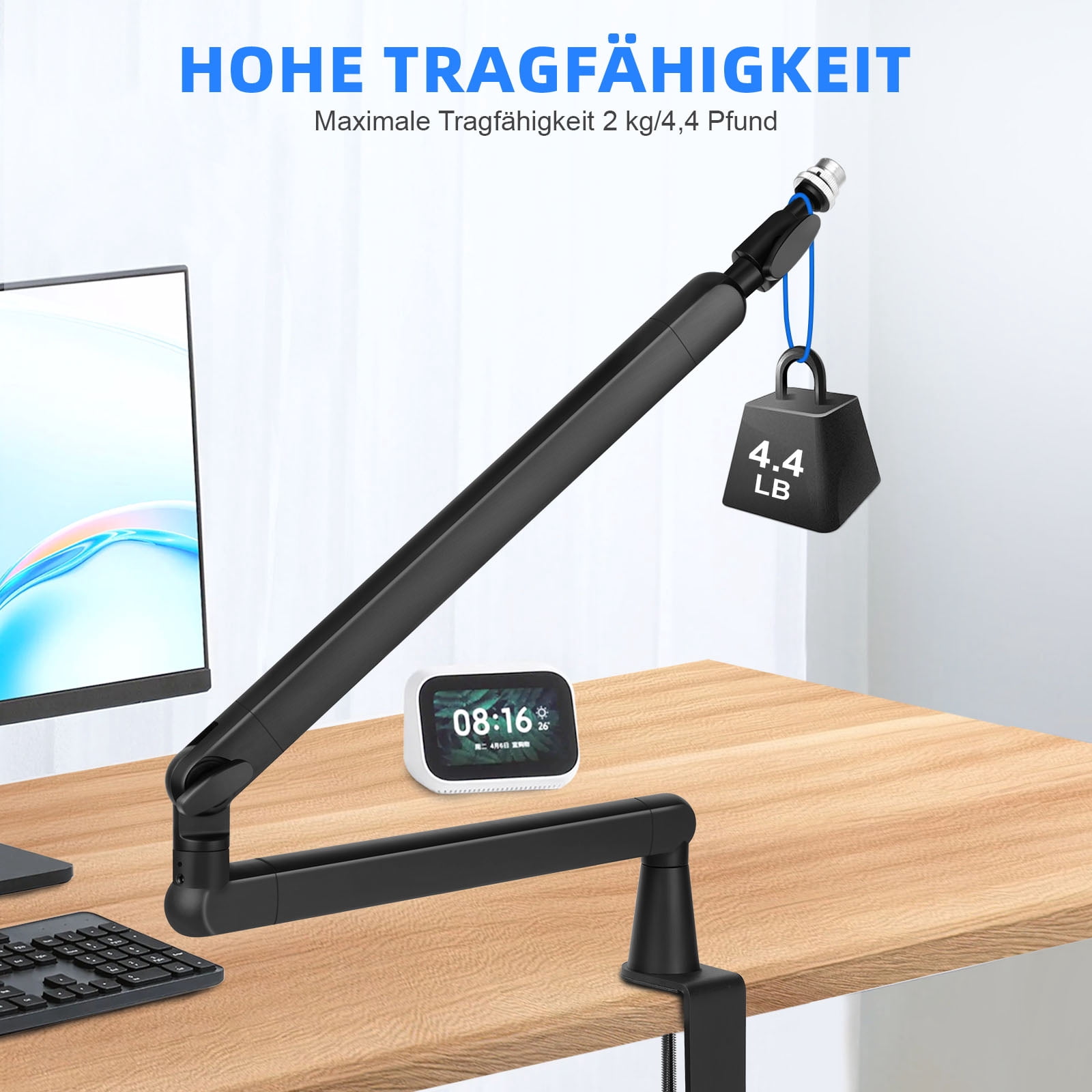 VIVIHEYDAY Heavy Duty Microphone Arm Stand, Adjustable Mic Boom Arm Stand with 3/8" to 5/8" Adapter