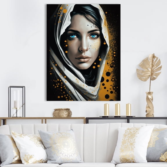 DESIGN ART Designart "Fierce Blue Female Eyes Ii" Modern Woman Wall Decor 30 in. wide x 40 in. high