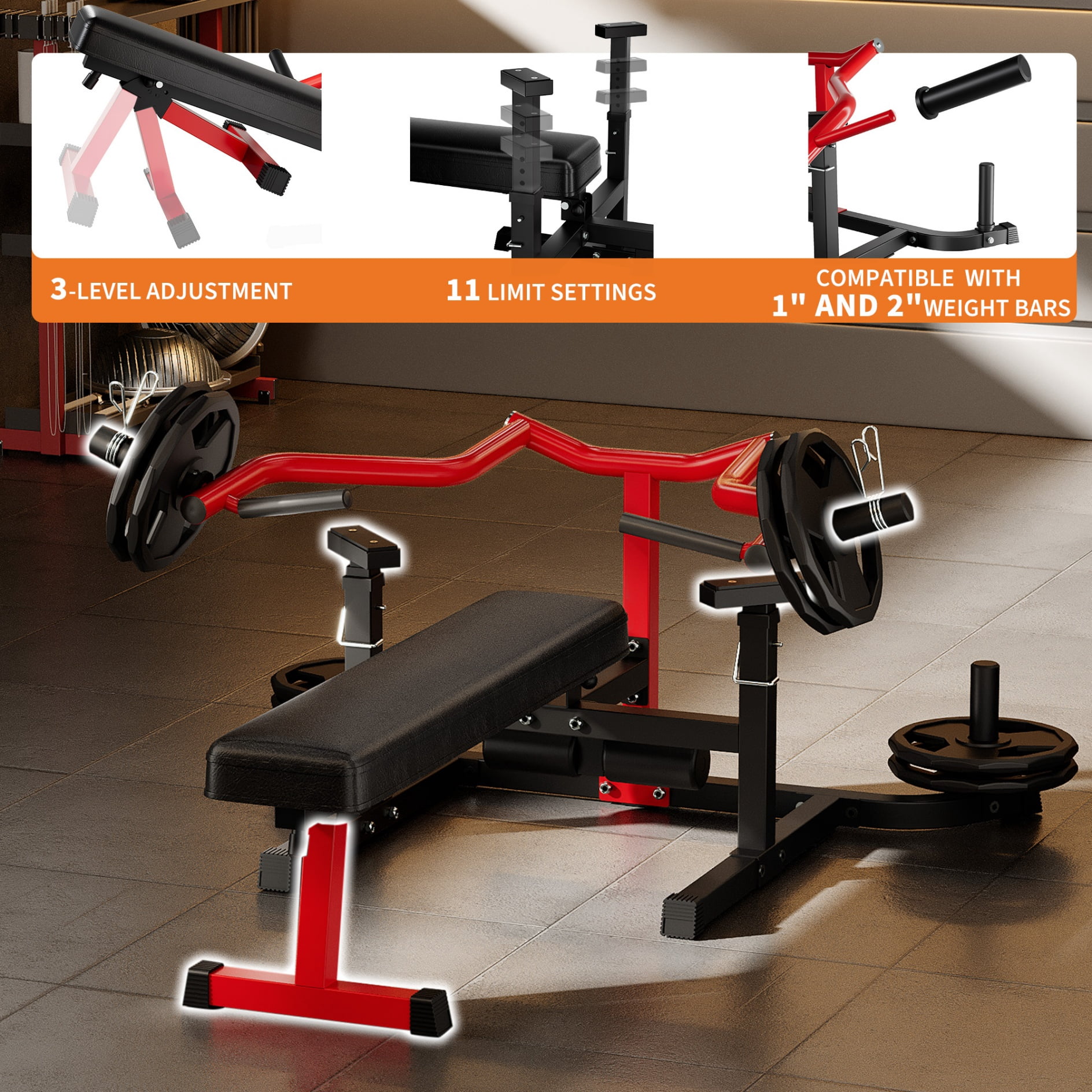 JoanKaren 4-in-1 Bench Press Machine,1250lbs Chest Press Machine with Independent Converging Arms,Flat Incline Bench