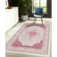 thumbnail image 4 of Vintage Decorative Rug, Oriental Design Curlicue Swirly Motives with Retro Details Victorian Art, Quality Carpet for Bedroom Dorm and Living Room, 6 Sizes, Dark Pink Mint Green, by Ambesonne, 4 of 4