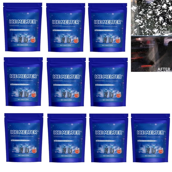 Snow/Ice Melter,Heat-Generating Pellets,Pet-Safe Ice Melt,Salt and Chloride-Free Deicer, Non-Corrosive,Pet-Friendly Snow Melter for Concrete,Wood Decks,Driveways and Sidewalks,Eco Clean(10PC,100g/PC)