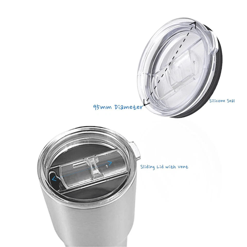 CRESTIN- [4-Pack] 30Oz 40Oz Slide Top Lid Fits Yeti Rtic Ozark 3.75" 4-Pack Replacements