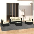 thumbnail image 1 of vidaXL 5 Piece Garden Lounge Set with Cushions Poly Rattan Black, 1 of 5