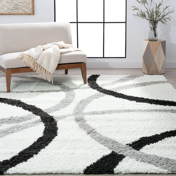 5x8 Modern White Area Rugs for Living Room | Bedroom Rug | Dining Room Rug | Indoor Entry or Entryway Rug | Kitchen Rug | Alfombras para Salas 5'3'' x 7'3''