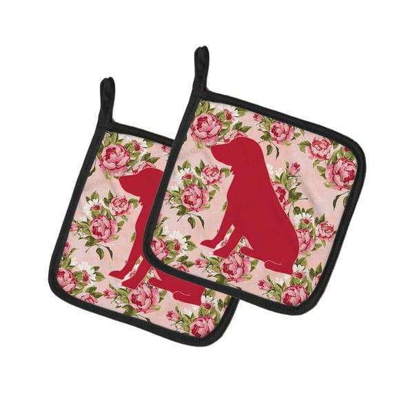 Caroline's Treasures BB1070-RS-PK-PTHD Boykin Spaniel Shabby Chic Pink Roses Pair of Pot Holders , 7.5HX7.5W,