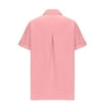 thumbnail image 5 of iHengLiXing Summer Tops for Womens Dressy Casual Womens Color Button Shirts Neck Loose Blouse Short Sleeve Casual Work Tunic With Pocket Pink XXXL, 5 of 5