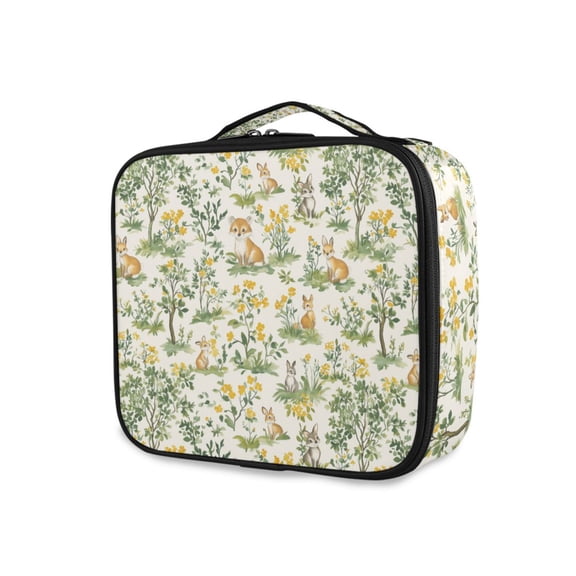 FORMRS Travel Makeup Bag Large Capacity Train Case Cosmetic Organizer with Adjustable Dividers, Watercolor Animals Pattern