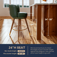 thumbnail image 4 of HomeZeer 24" Bar Stools Set of 2, Counter Height Bar Stools with Curved Back Swivel Barstools Pub Chairs with Wood Legs, Green, 4 of 8