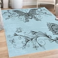 thumbnail image 1 of Spring Decorative Rug, Butterfly with Floral Mandala Pattern Bohemian Design with Butterfly Wings, Quality Carpet for Bedroom Dorm and Living Room, 6 Sizes, Pale Blue, by Ambesonne, 1 of 4