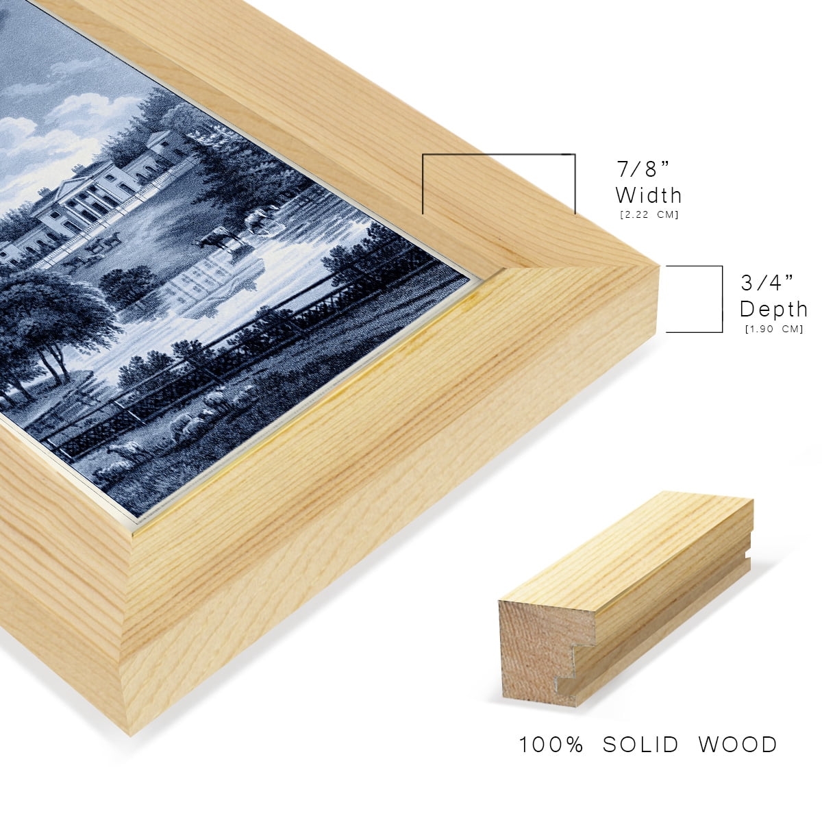 Estate View I -Framed Print w/glass-Natural Wood