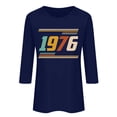 thumbnail image 3 of Uootdi Hauts pour Femmes Manches 3/4 Col Rond Imprimé Palmier Coucher de Soleil 1976 Coupe Décontractée Rétro Plage Vacances T-Shirts Cadeau, 3 of 4