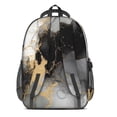 thumbnail image 3 of Black and Gold Marble Pattern Backpack for School, Cute School Bag with Adjustable Shoulder Straps and Padded Back, 16.9"x12.6"x5.9", 3 of 5