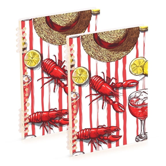 FORMRS 1-Subject Spiral Notebook 8" x 5" College Ruled 60 Refillable Sheet A5 Hard Cover, 2 Pack, Red Lobster