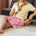 thumbnail image 5 of Xecao Pink Christmas Cheer Print Men's Sleepwear Shorts Pajama Bottom Lounge Short ,Nightwear with Convenient Pockets for Relaxed Home Wear-3X-Large, 5 of 6