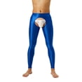 thumbnail image 4 of Men Glossy Crothless Leggings Elastic Skinny Pants Yoga Running Gym Trouser, 4 of 11