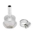 thumbnail image 1 of Conectores de Manguera de Acero Inoxidable 304 Unique Bargains 5/16" OD 1/2" BSPT Conector de Rosca Femenina para Aire Agua Aceite Gas Combustible 1 Juego Tono Plateado, 1 of 1
