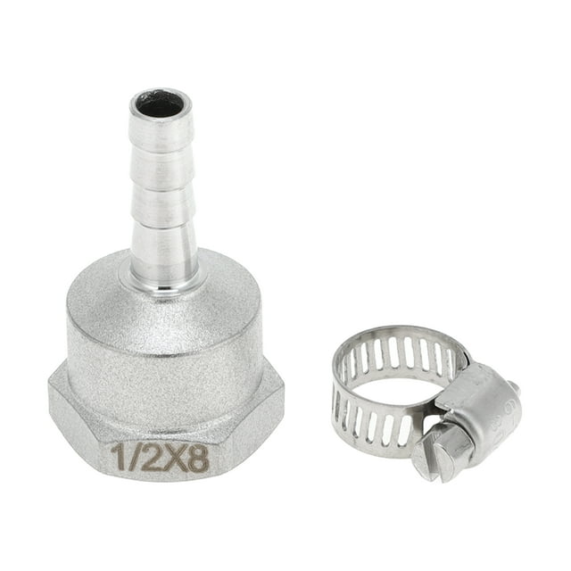 Conectores de Manguera de Acero Inoxidable 304 Unique Bargains 5/16" OD 1/2" BSPT Conector de Rosca Femenina para Aire Agua Aceite Gas Combustible 1 Juego Tono Plateado