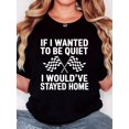 thumbnail image 1 of Women'S T-Shirt, "Racing Quote Flag WANTED White" Print, Retro Minimalist Fashion, Round Neck, Casual Comfort, Sports Short Sleeve T-Shirt, 1 of 7