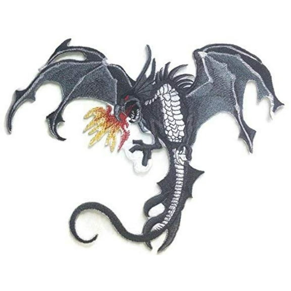 Custom Fire Breathing Dragon Embroidery Iron On/Sew Patch [9.69" x 8.99"]