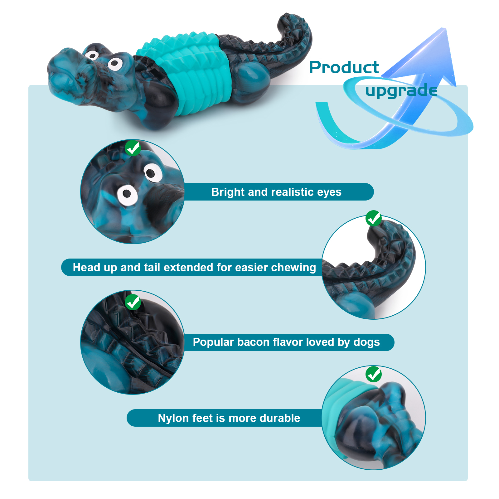 Aelflane Crocodile Chew Toy for Large Dogs, Blue photo 5