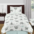 thumbnail image 2 of Sweet Jojo Designs Sloth Blue Grey and White 3 Piece Twin Size Sheet Set, 2 of 2